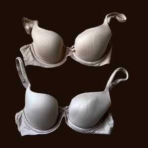 Set of 2 Victoria’s Secret - Body by Victoria lined Demi bras in nude.  Size 32C